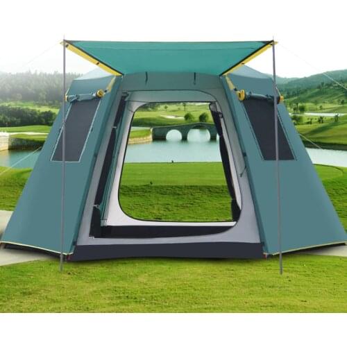 New Arrival Double Layer 5-8 Person Aluminum Poles Automatic Ultralarge Double Layer Waterproof Camping Tent Large Gazebo