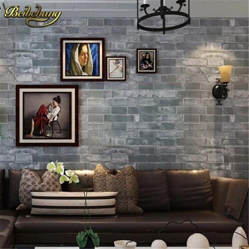 Beibehang papel de parede. PVC Classic 3D Modern Wallpaper Faux Brick Wall Paper Vintage Grey Wallpaper Roll For Restaurant
