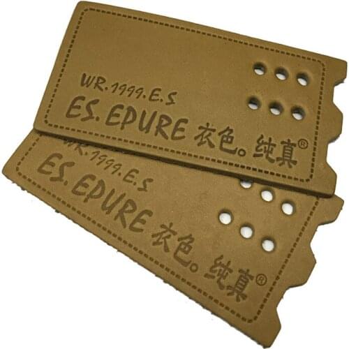 Custom Pu Leather Card For Jeans Brand Logo Customized Gold Foiled Logo Leather Clothing Label Clothes Tag Leather Zipper Puller