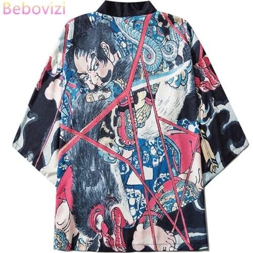 Ghost Print Casual Japanese Style Harajuku Kimono Cosplay for Mens Women Streetwear Robe Japan Cardigan Top Yukata Haori Clothes