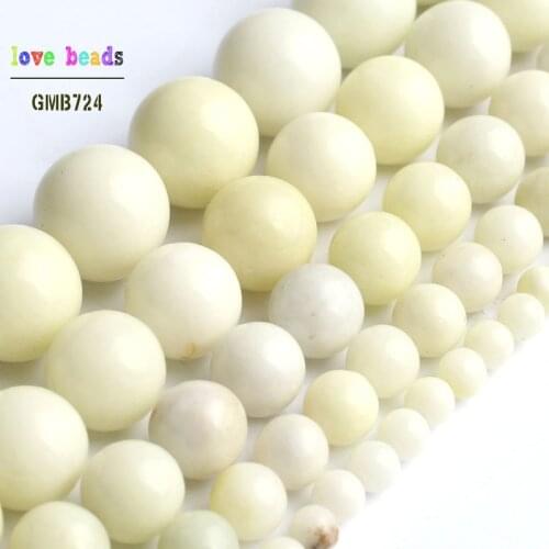 Natural Ivory White Jades Round Loose Stone Beads for Jewelry Making DIY Bracelet 15inches Strand 4/6/8/10/12mm