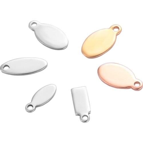 50pcs Silver/Gold/Rose Gold Tone Stainless Steel Blank Oval Stamping Tags ID Necklace Jewelry Tag for Logos Not Turn Off Color
