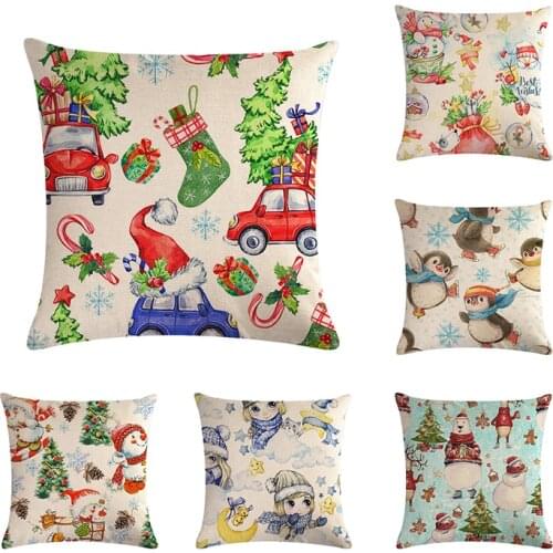 Christmas Pillow Case Deer Sofa Decorative Cushions Custom Pillow Cover Penguin Cartoon Living Room High Quality Cushion ZY723