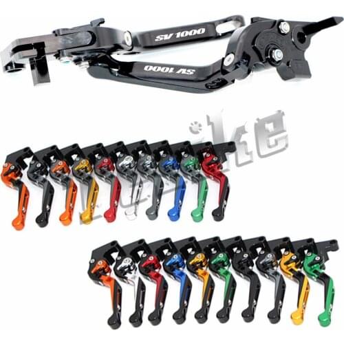 CNC Brake Clutch Levers Motorcycle For SUZUKI SV1000 SV 1000S SV 1000 S SV1000 S 2003-2007 Foldable Extendable Logo (SV1000)