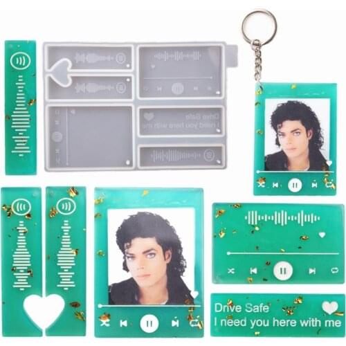 DIY Crystal Epoxy Resin Mold Music Player Voice Couple Love Keychain Epoxy Mirror Jewelry Silicone Mold