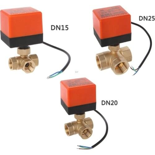 3 way motorized ball valve electric ball valve motorized valve Three line two way control AC220V DN15 DN20 DN25