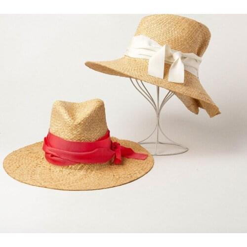 New Summer Fashion Jazz Hat Panama Caps Fold Edge Natural Raffia Sun Hats For Women Men Handmade Outdoor Beach Hat Custom Zomer