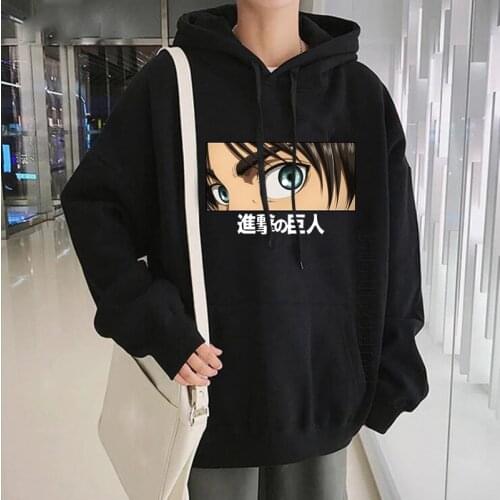 Harajuku Aime Attack On Titan Print Hoodie Men Graphic Tops Fashion Streetwear Unisex Winter Warm Thicken Hooded Sweatshirts