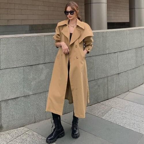 Fashion High Quality Autumn Women Trench Coat With Belt Classic Casual Office Lady Loose Outwear Vintage Long Overcoat Clothes