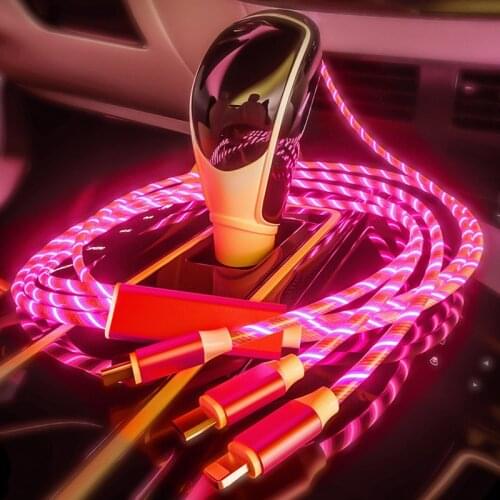 Car decoration USB cable fast charging 360 degree magnetic data line, car interior atmosphere light, auto accessories