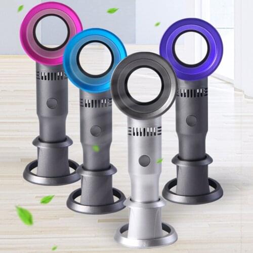 Portable USB Rechargeable Fan Mini Handheld Bladeless Fan Household Desktop 3 Gear Adjustable Air Cooling Fan for Outdoor Travel