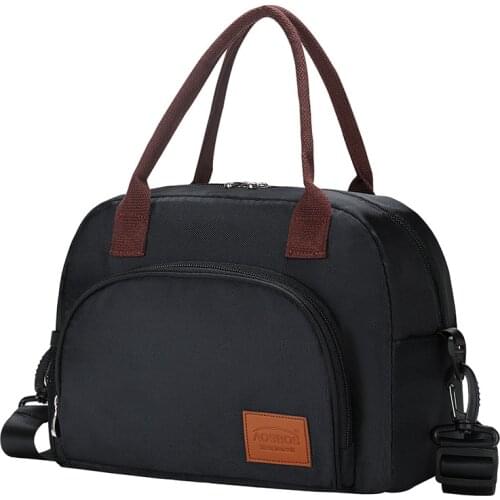 Aosbos Waterproof Lunch Bag Fashion Canvas Portable Cooler Thermal Insulated Food Bags Picnic Lunch Box Bag for Men Women Kids