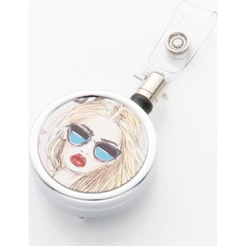 Sublimation Retractable Lanyard Name Tag Card Badge Reel Holder with Blank Aluminum Sheets for DIY Custom 40mm Large SN605