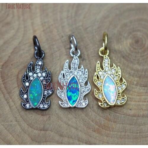 High Quality Colorful Opal Charm Jewelry Micro Pave Clear Czech Zircon Marquise Gunmetal Copper Charm In 10*17*2 mm PM9710