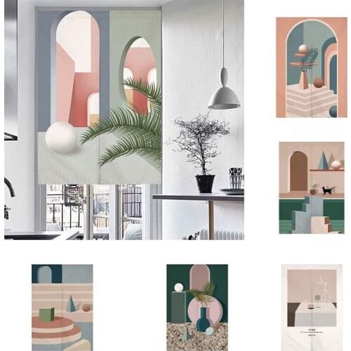 Nordic Ins Door Curtain Cloth Art Partition Curtain Kitchen Bathroom Blackout Half Panel Curtain Office Home Decoration