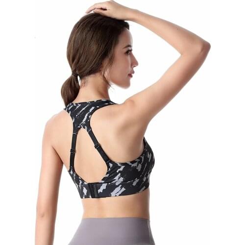 LUKITAS Women Sports Bra Push Up Adjustable Back Buckle Strap Nylon Print Yoga Bra Gym Running Workout Crop Top Plus Size XXXL