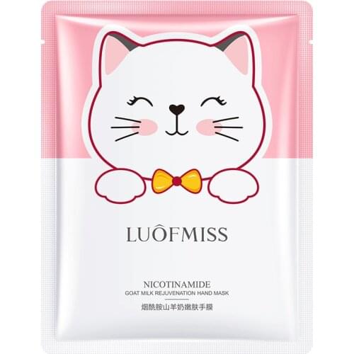 1pcs Niacinamide Goat Milk Cat Hand Mask Moisturizing Whitening Tender Skin Care Exfoliating Calluses Repairing Cuticles