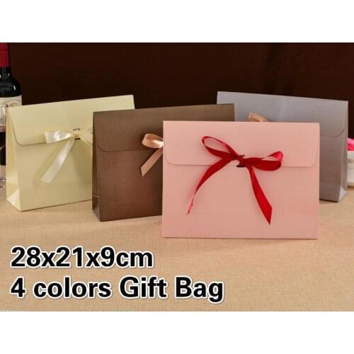 10pcs/lot 28x21x9cm Small Scarf Envelope Style Gift Box Bow Ribbon Gift Box Small Fresh Lovely Gift Bag