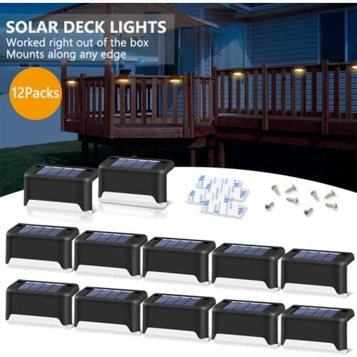 12 Packs Warm White LED Solar Deck Lights Fence Light Solar LED Light Outdoor Garden Lights Street Lamp Stair Lights Step Lights