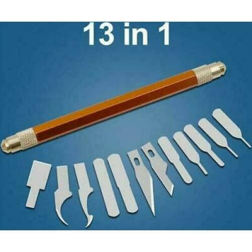 13Pcs Phone PCB Repair Blades Metal Scalpel Knife Blades Wood Carving Knife Blade with Handle Carving Stencil