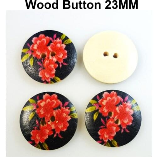 20PCS 23MM Red Flower Wooden Buttons Fits Sewing Clothes Boots Coat Accessory MCB-344X