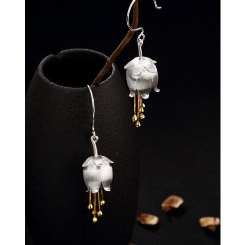 2018 New Brinco Sterling Antique Wired Double Colored Wind Bell Lan Lady High-grade Hover Personalized Ear Earrings Wholesale