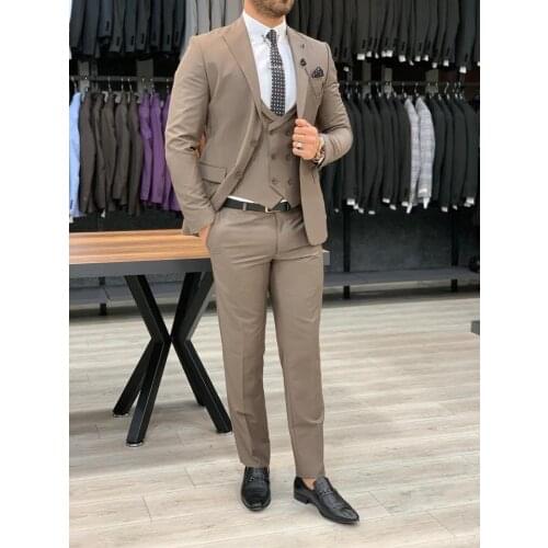 2021 New Arrival Custom Made Casual Business Mens Suits Slim Fit 3 Piece (Jacket+Vest+Pant) Suits For Wedding Party Prom Tuxedos
