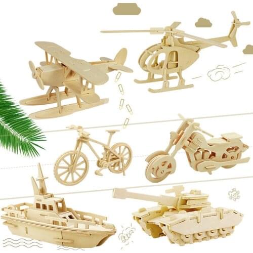 3D DIY Wooden Puzzle Toy Military Series Tank Vehicle Animals Etc Model Set Creative Assembled Education Toys For Children Kids