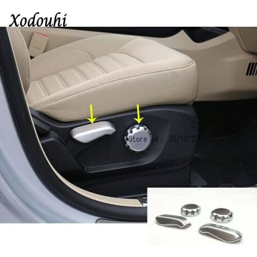 For Ford EDGE 2015 2016 2017 Car Styling ABS Chrome Front Seat Adjustment Knob Button Switch Cover Trim Hoods Part 4pcs