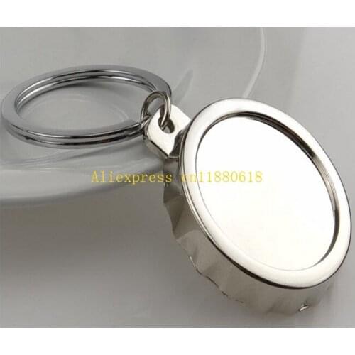 500pcs/lot Free Shipping Beer cap shape Bottle opener Round Cap Cover Bottle Opener with KeyChain