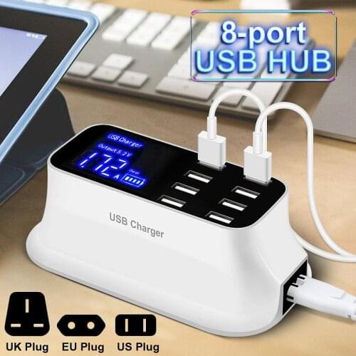 8 Ports Multi USB Charger HUB Quick Charge 3.0 Usb Wall Charger for Smart Mobile Phone Fast Charging Dock Station EU US UK Plug