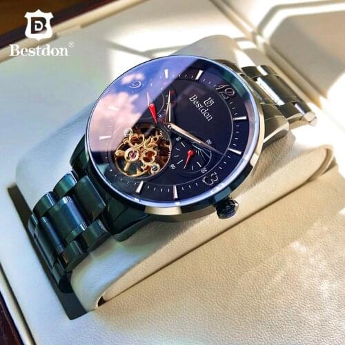 Switzerland Bestdon Mens Watch Automatic Mechanical Stainless Steel Original Watch Waterproof Fashion Luminous Man Clock Gift