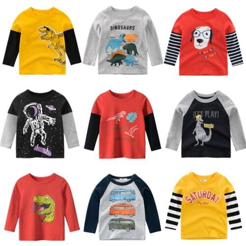 Childrens long sleeve T-shirt spring and autumn childrens basic shirt boys Dinosaur shirt babys clothing childrens T-shirt