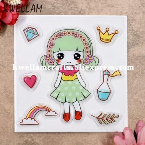 Girl rainbow Scrapbook DIY photo cards rubber stamp clear stamp transparent stamp 10.5x10.5cm KW8041333