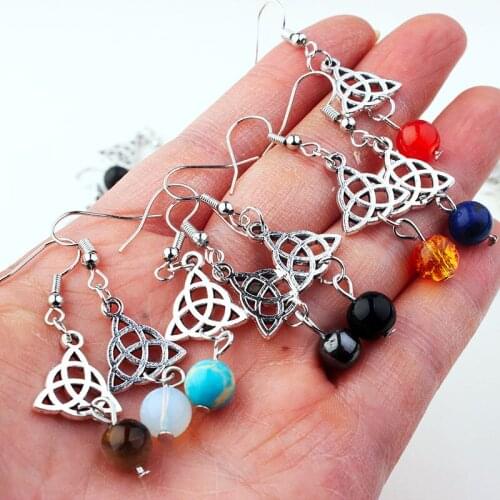 Gothic Irish Knot Earrings for Women Witchcraft Wizard Magic Spar Piercing Dangle Magnetic Beads Ear Accessories VGE110