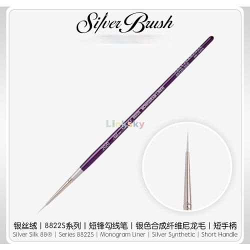 Silver Brush Silver Silk88,Series 8822S,Monogram Liner,Silver Synthetic, Short Handle,suitable for drawing details,Outline lines