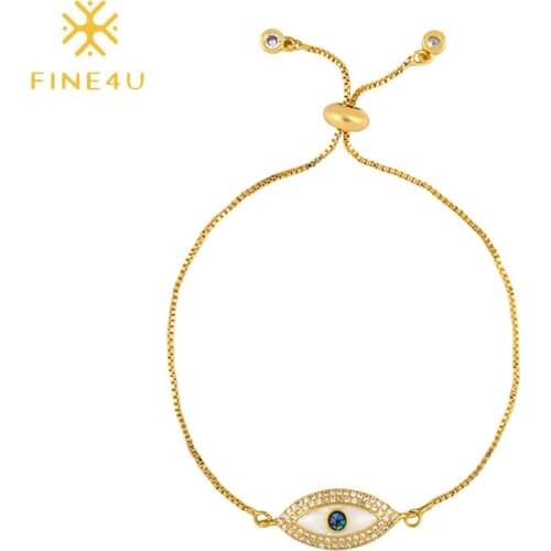 FINE4U B484 Classics Turkish Eye Adjustable Bracelet Trendy Fashion Eye Protection Bracelets for Women