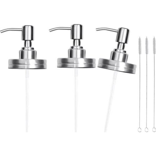 Soap Dispenser Lids, 3 Pack Stainless Steel Mason Jar Soap Dispenser Pump Soap Lids Rustproof Bathroom Accessories