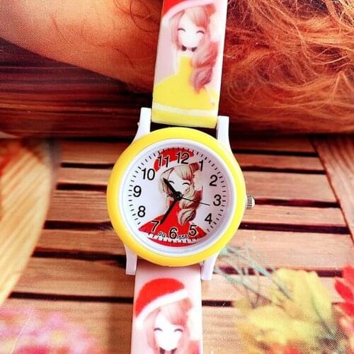 Hot-selling children cartoon flower doll pattern male girl silica gel printing belt leisure quartz watch