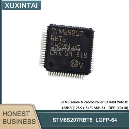 10Pcs/Lot STM8S207RBT6 STM8S207 STM8 series Microcontroller IC 8-Bit 24MHz 128KB (128K x 8) FLASH 64-LQFP (10x10)