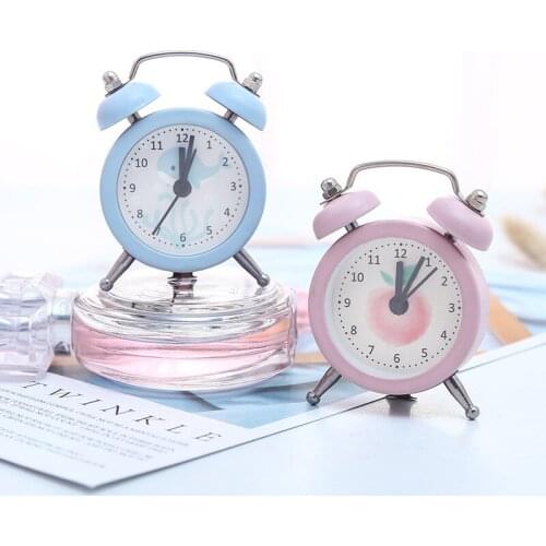 Mini Alarm Clock Electronic Round Number Double Bell Desk Table Digital Quartz Clock Home Decoration Retro Portable Cute Durable