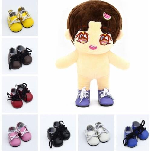 Fashion 5cm PU Leather Doll Boot For 14 Inch Gril Baby Doll fit EXO Doll Plush Handmade Doll Mini Shoes Doll Toy Accessories