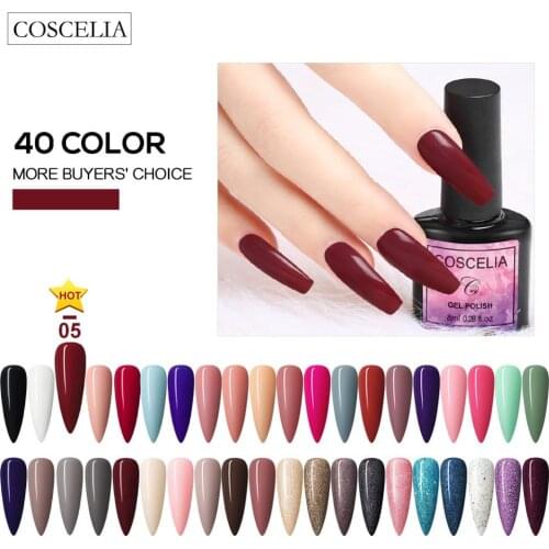 COSCELIA 40pcs/set Nail Gel Polish Set For Manicure Semi Permanent UV LED Gel Varnish Hybrid Nail Art Design Gel Nail Polish