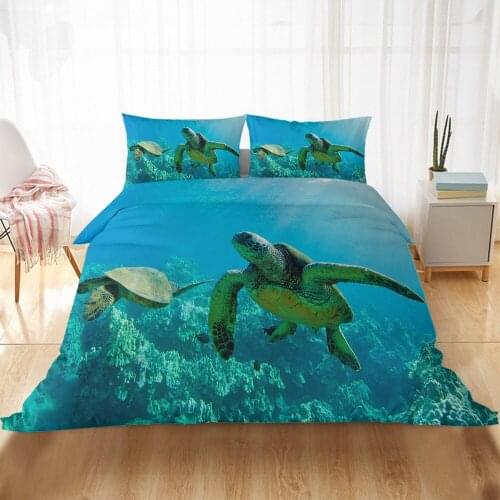 Sea Turtle Marine Organism Shark Customizable Three-piece Set 3D Digital Set Trade Beddings Quilt Cover
