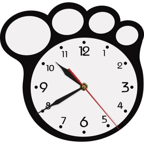 Bear Paw Wall Clock Bedroom Acrylic Iconic Silhouette Wall Art Handmade Gift For Wildlife Animals Lover Home Decorative