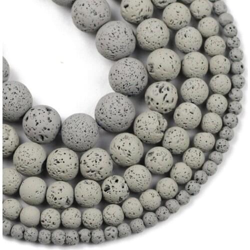 Natural Lava Hematite Stone Beads Gray Volcanic Rock 4/6/8/10MM Rubber Round Spacers Loose Beads For Jewelry Making DIY Bracelet