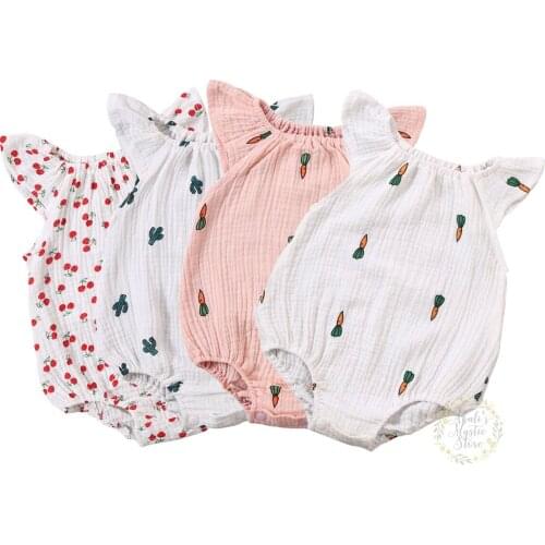 2020 Brand New Toddler Newborn Infant Baby Girl Fly-Sleeve Romper Jumpsuit Cotton Bodysuit Outfit Sunsuit Clothes