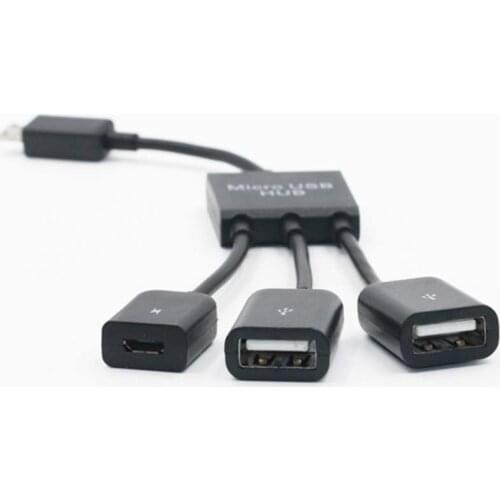 New 3 Ports Micro USB OTG Cable Power Charger Data Transfer HUB Cables Adapter Converter For Mobile Phones Tablet PC QJY99