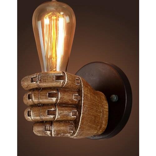 Retro Industrial Creative Fist Shape Wall Light E27 Lamp Holder Bedroom Bedside Wall Lamp Restaurant Living Room Cafe Bar Decor