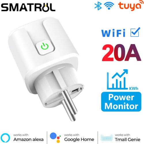 SMATRUL 20A 4400W Tuya WiFi EU Smart Plug 220V Power Monitor Wireless Socket Remote Water Heater Control For Google Home Alexa